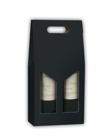 Caja Vino Liscio Negro 2 botellas (Separador a ventana)