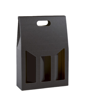 Caja Vino Canneté Negro 3 Botellas (Con ventana)
